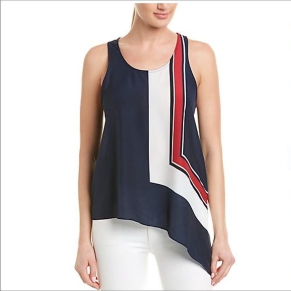 Joie Edweina Top Sleeveless Asymmetrical Navy NWT - Picture 3 of 10